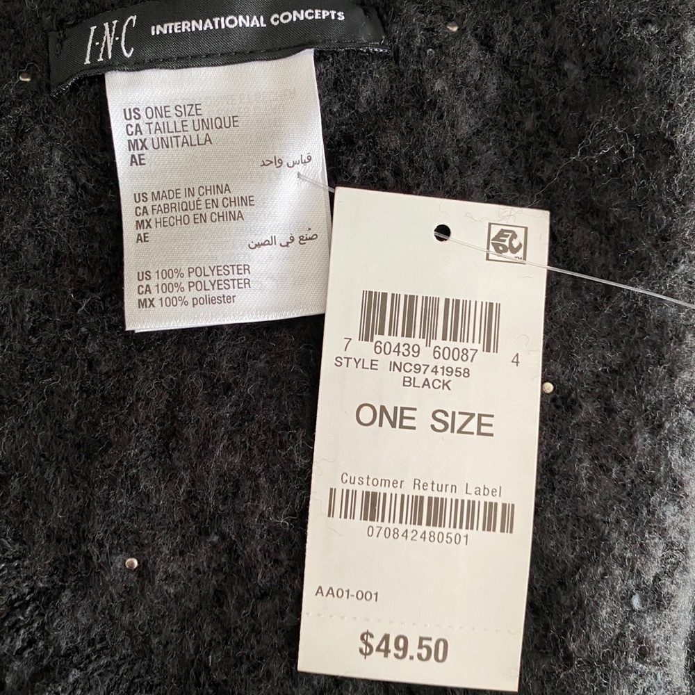 INC Faux-Pearl-Embellished Bouclé Bias Wrap - Picture 6 of 6